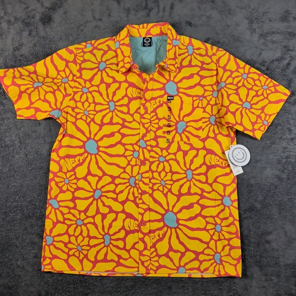 NWT Neff Psychedelic Flowers Mens Small Button up Shirt
